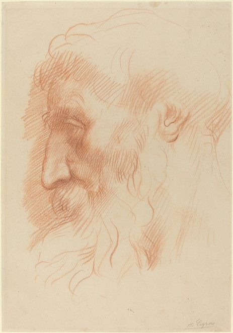 Digital Print - Study of a Man's Head (recto) by Alphonse Legros