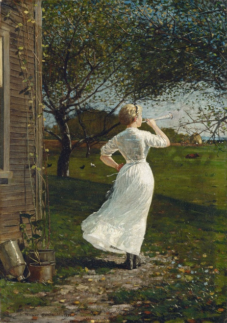 Digital Print - The Dinner Horn (Blowing the Horn at Seaside) by Winslow Homer
