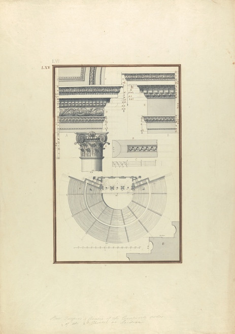 Digital Print - Plan of the Second Theater of Laodicea and Details of a Composite Order by Giovanni Battista Borra