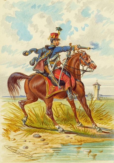 Digital Print - Soldat zu Pferd 9 by Franz Gerasch