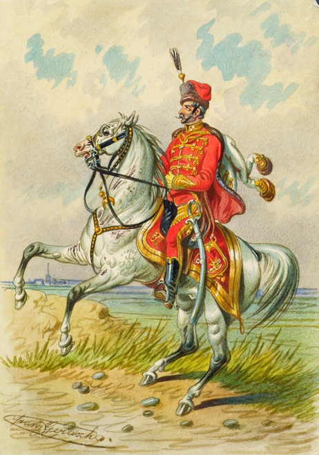 Digital Print - Soldat zu Pferd 11 by Franz Gerasch