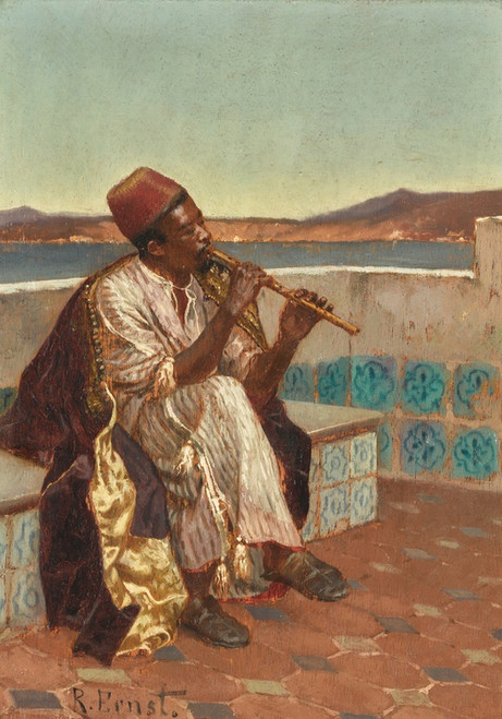 Digital Print - Musician On The Terrace by Rudolf Ernst
