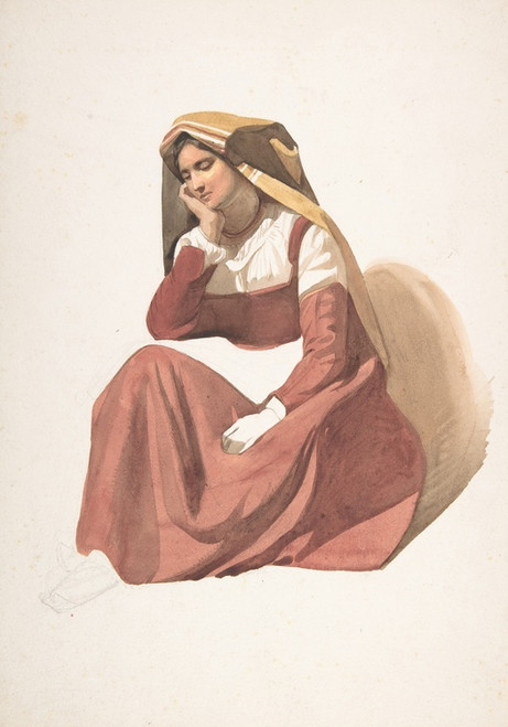 Digital Print - Seated Italian Peasant Woman by Pierre Louis Dubourcq