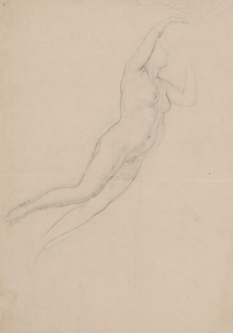 Digital Print - Sketch of the Psyche character to the ceiling 'Wedding procession of Cupid and Psyche' by Jzef Simmler