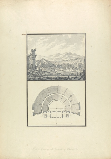 Digital Print - View and Plan of the Theater of Hierapolis (now Pamukkale) by Giovanni Battista Borra
