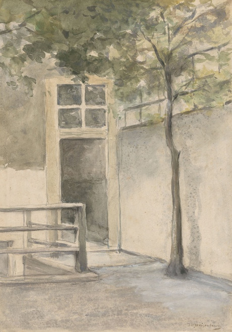 Digital Print - Gezicht op een binnenplaats vanuit het atelier van de kunstenaar in de Kazernestraat te Den Haag by Johan Hendrik Weissenbruch