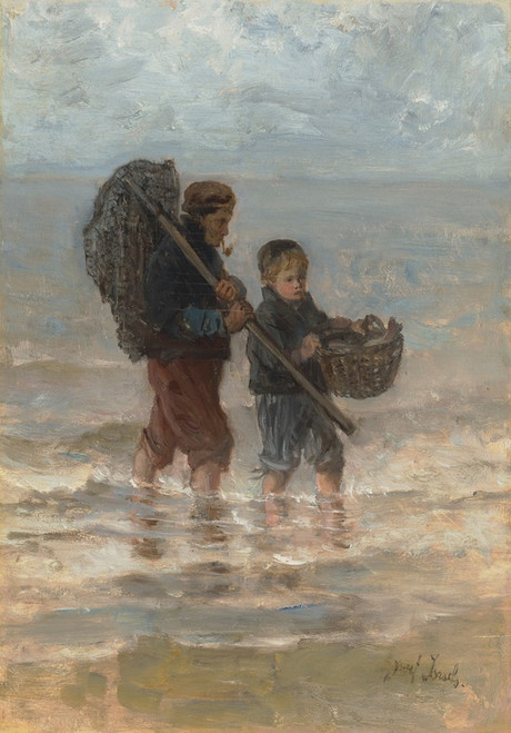 Digital Print - Two Children Wading by Jozef Israls