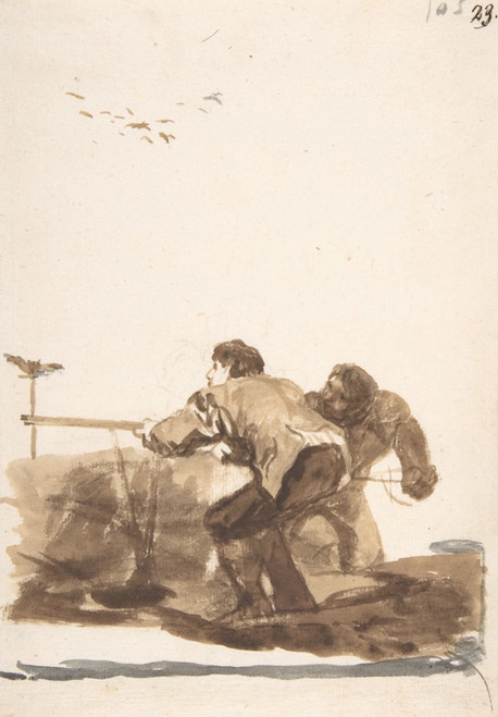 Digital Print - Men hunting birds using a decoy by Francisco de Goya