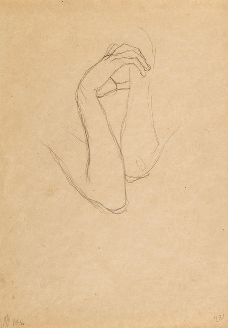 Digital Print - Hand and arm studies for 'Die Knste' in 'Beethovenfries' by Gustav Klimt