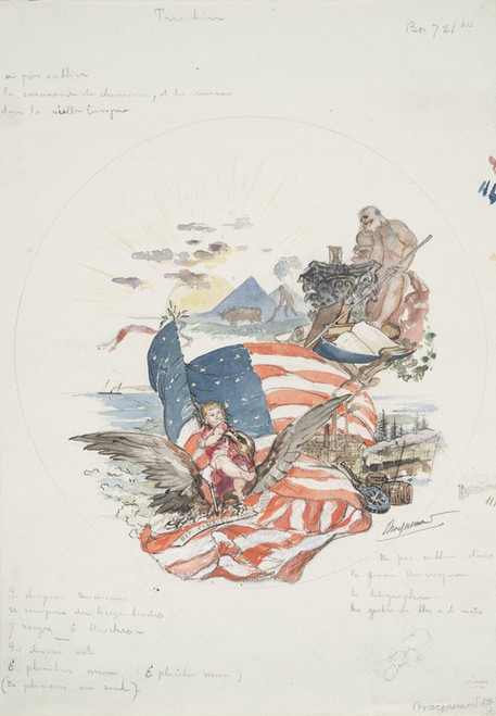Digital Print - Dcor de plat (Le vieux monde et la jeune Amrique). by Flix Bracquemond