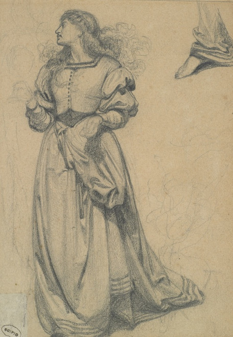 Digital Print - Study for female figure in engraved illustration to Amor Mundi by Frederick Sandys