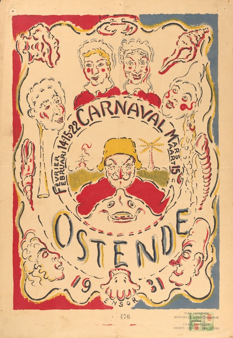 Digital Print - Affiche voor het carnaval van Oostende by James Ensor