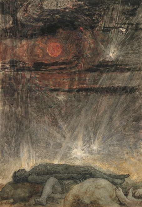Digital Print - And the white moon became as blood and the stars of the heavens fell unto the earth (Rev. 6-12.13) by Henry John Stock