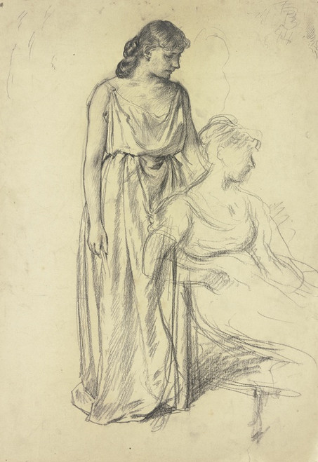 Digital Print - Sitzende und Stehende aus der 'Vorbereitung zum Kostmball' by Otto Scholderer