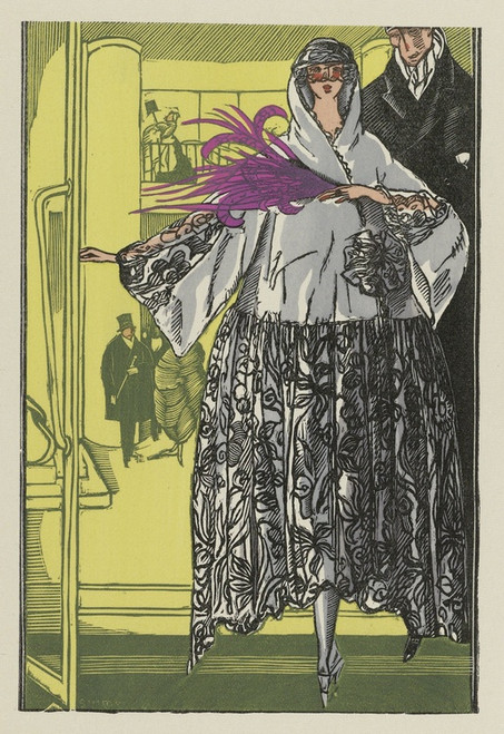 Digital Print - Au bal noir et blanc ; Manteau du soir by Fernand Simon
