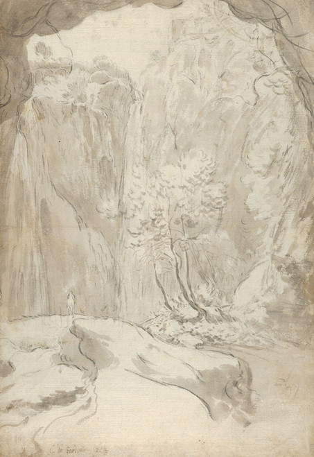 Digital Print - View of a Waterfall in Tivoli From Within a Cave by Guilliam du Gardijn