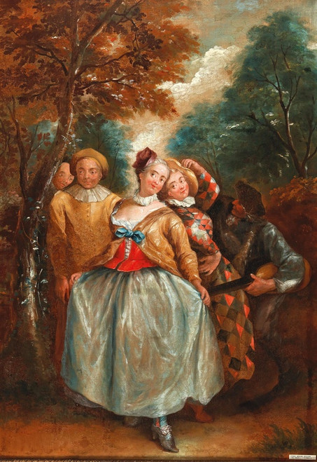 Digital Print - A Commedia DellArte Scene With Columbina, Harlequin And Pierrot by Pierre Antoine Quillard Digital Print - A Commedia DellArte Scene With Columbina, Harlequin And Pierrot by Pierre Antoine Quillard