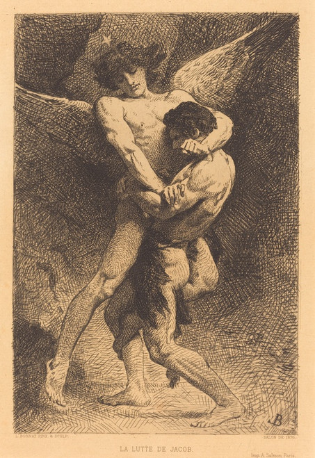 Digital Print - La Lutte de Jacob (Jacob Wrestling with the Angel) by Lon Bonnat