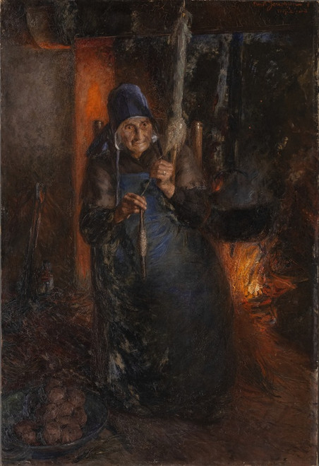 Digital Print - Old Woman Spinning by Ernst Josephson