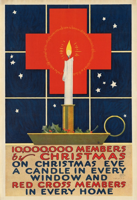 Digital Print - 10,000,000 members by Christmas. On Christmas Eve a candle in every window and Red Cross members in every home by Charles Buckles Falls