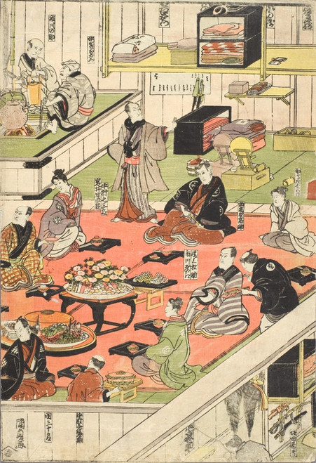 Digital Print - Backstage Celebrations of a Full-house Hit at the Nakamura Theater by Utagawa Kunisada (Toyokuni III)