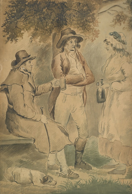 Digital Print - Three figures and a dog by George Morland