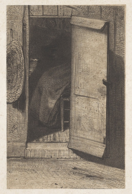 Digital Print - Doorkijk door een geopende deur by August Alleb