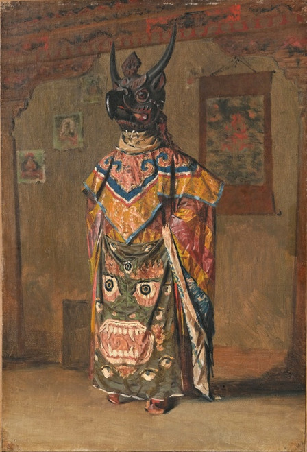 Digital Print - A Buddhist lama at a feast at Pemionchi Monastery. Sikkim by Vasily Vereshchagin
