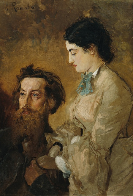 Digital Print - Der Bildhauer Reinhold Begas mit seiner Frau Margarethe by Anton Romako