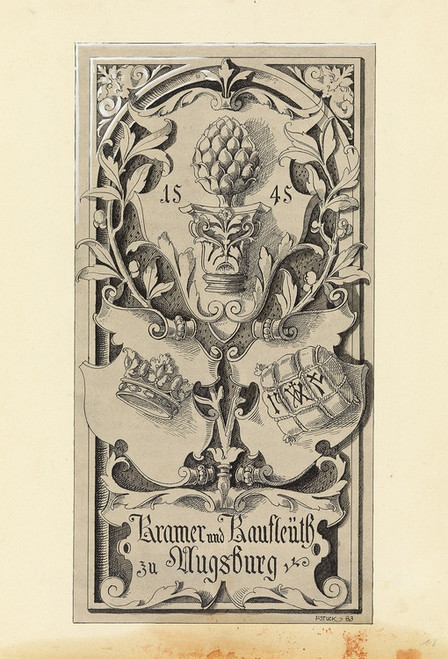 Digital Print - Kramer und Kaufleuth zu Augsburg, Vorlagenzeichnung fr 'Allegorien und Embleme' by Franz von Stuck