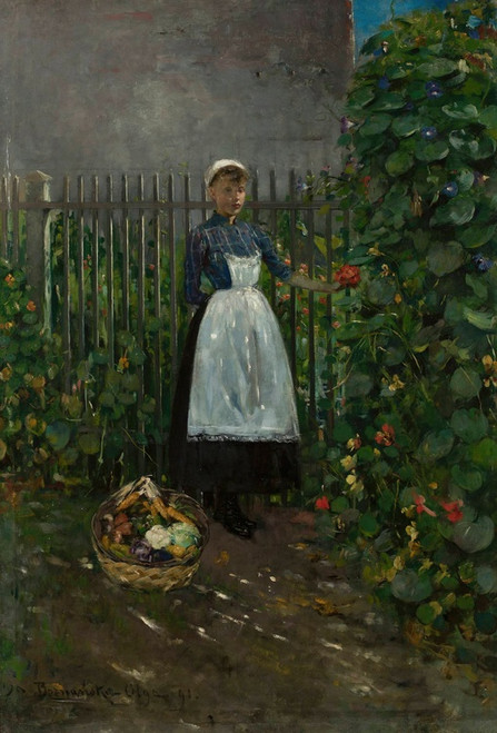 Digital Print - Girl with a basket of vegetables in the garden by Olga Boznanska