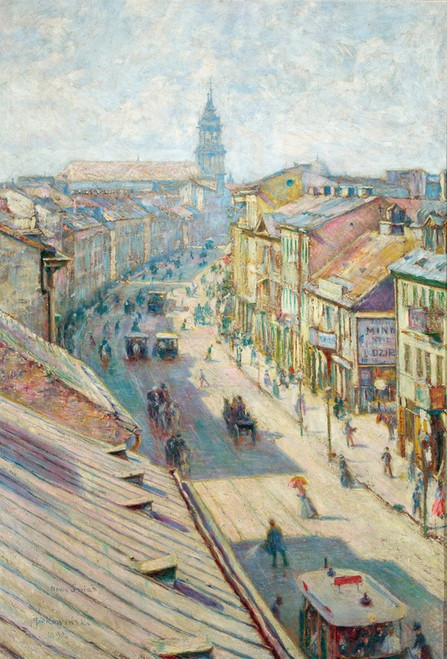 Digital Print - Nowy wiat Street in Warsaw on a summer day by Wadysaw Podkowiski