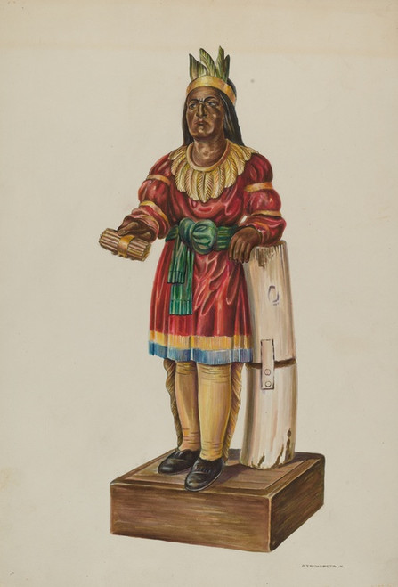 Digital Print - Cigar Store Indian by Gerald Transpota