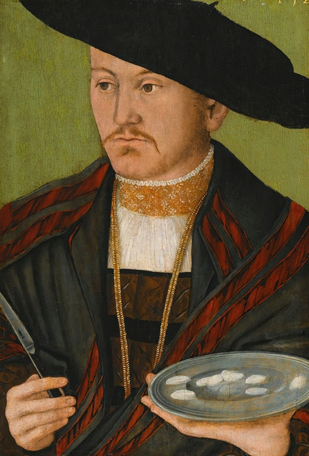Digital Print - Portrait Of A Man Cutting Scallops, With A Fish Knife by German School