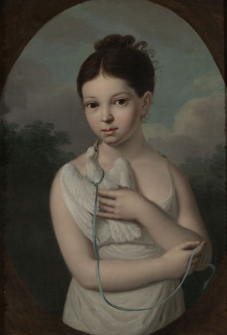 Digital Print - Portrait of Jzia Walicka (18081880) with a dove by Jzef Sonntag