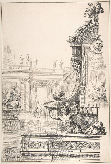 Digital Print - Study for a Garden Capriccio. by Workshop of Gilles-Marie Oppenord