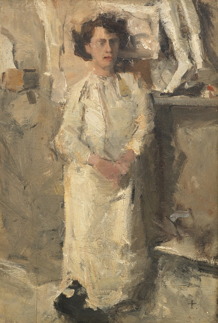 Digital Print - Portrait of the artist Theo Nieuwenhuis in his studio by Isaac Israls