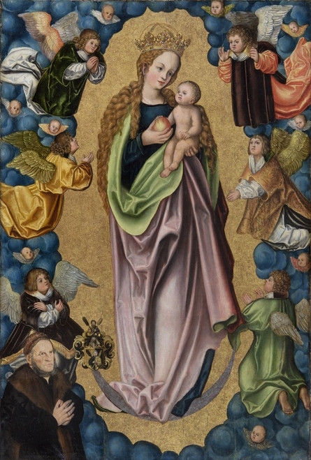 Digital Print - Virgin on the Crescent Moon Worshipped by the Donor Hieronymus Rudelauf by Follower of Lucas Cranach the Elder