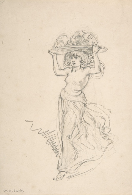Digital Print - Girl Carrying a Tray with Four Heads by William Bell Scott