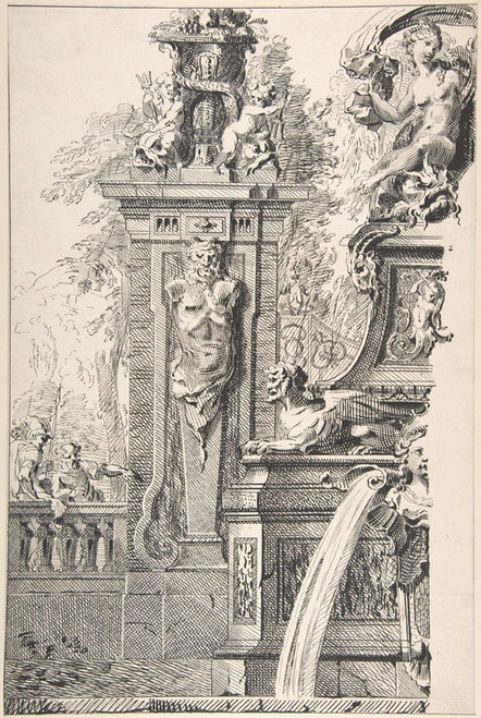 Digital Print - Study for a Garden Capriccio by Workshop of Gilles-Marie Oppenord