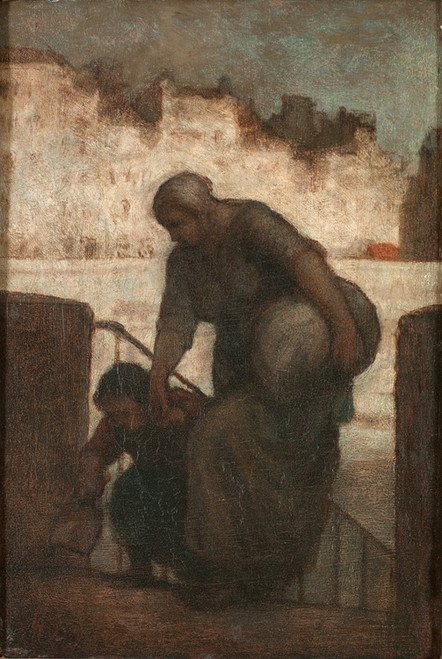 Digital Print - Une laveuse au Quai d'Anjou (Laundress on the Quai d'Anjou) by Honor Daumier