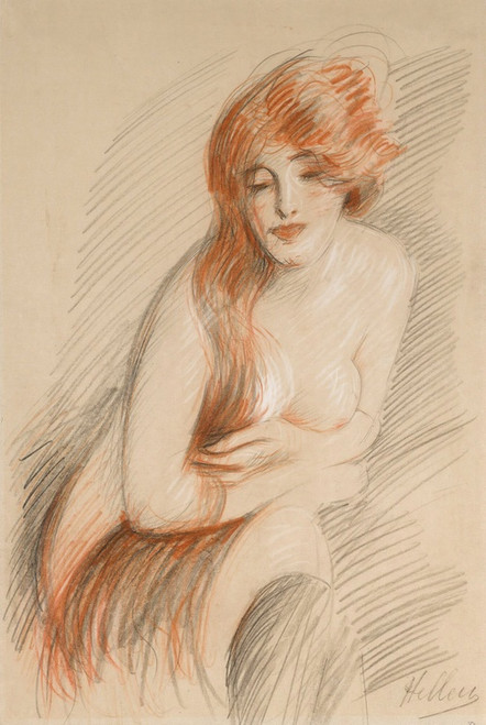 Digital Print - Nu Fminin  La Longue Chevelure by Paul Csar Helleu