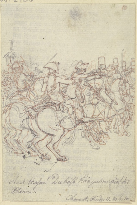Digital Print - Eine Gruppe von Soldaten zu Pferde, nach rechts sprengend by Daniel Nikolaus Chodowiecki