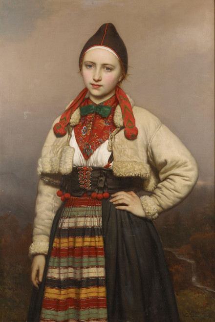 Digital Print - Jeune fille de la paroisse de Rattvik dans Dalarne, Sude by Jozef Van Lerius