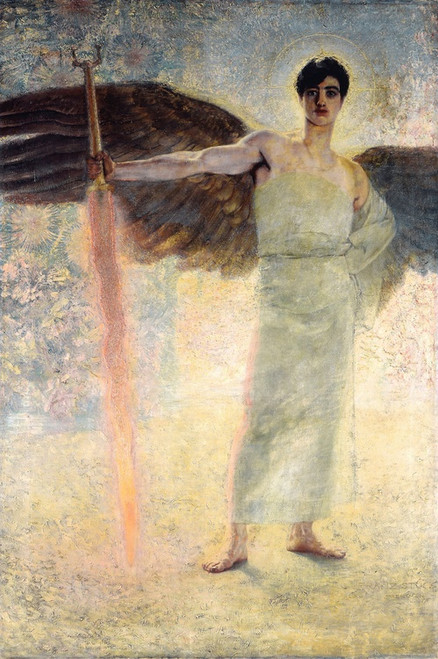 Digital Print - The Guardian of Paradise by Franz von Stuck