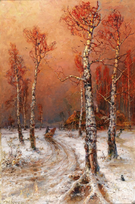 Digital Print - Winterstimmung Mit Saatkrhen by Julius Sergius Klever