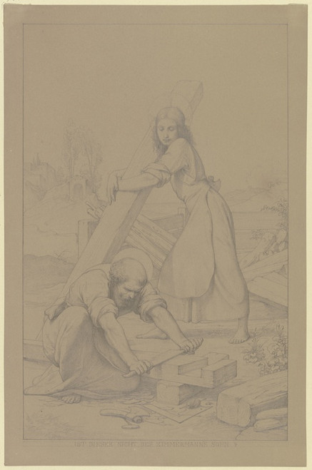 Digital Print - Der Heilige Joseph und Jesus als Zimmerleute by Eduard von Steinle