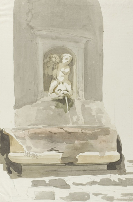 Digital Print - Oude sarcofaag als fontein in Messina by Abraham-Louis-Rodolphe Ducros