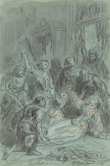 Digital Print - A Dramatic Scene with a Fainting Woman by Gustave Dor