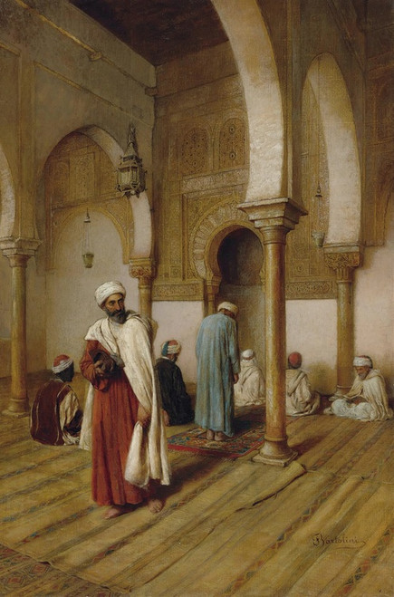 Digital Print - At Prayer In The Mosque, Tunisia by Federico Bartolini